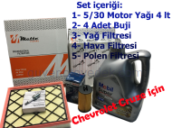 Chevrolet Cruze Bakm Kiti Set Halinde (Motor Ya, 4 Adet Buji, Hava, Ya, Polen Filtresi)  OPEL YEDEK PARA SATI THAL